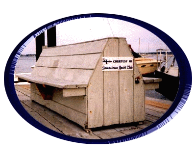 This is the Jamestown Yacht Club Dock House.  You will see us frequently here on Tuesday evenings between May and August and Sunday afternoons in September and October.  Those that don't like rain may have a problem with this club house.